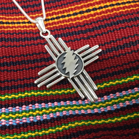Image of Zia Cross with Bolt Sterling Silver Pendant on Sterling Chain