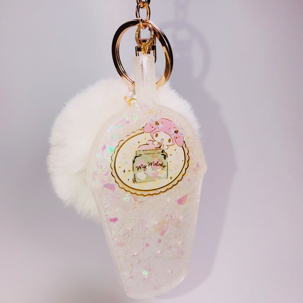 Image of My Melody Boba Keychain with White Puff