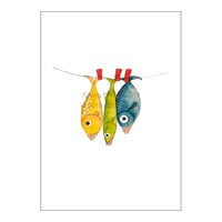 Image 2 of Australian Art Print - Fish on a line