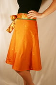 Image of Handmade Indian Sari Wrap Skirt - Double-Sided Orange & Green
