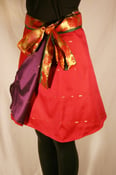 Image of Handmade Indian Sari Wrap Skirt - Double-Sided Raspberry & Violet