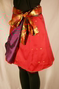 Image of Handmade Indian Sari Wrap Skirt - Double-Sided Raspberry & Violet