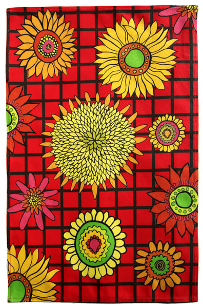 Image of Red Sunflower Graphic Tea Towel - FREE SHIPPING