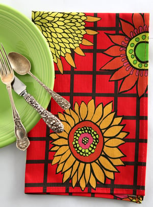 Image of Red Sunflower Graphic Tea Towel - FREE SHIPPING