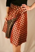 Image of Handmade Indian Wrap Skirt - Paper Silk in Maroon & Dark Bl