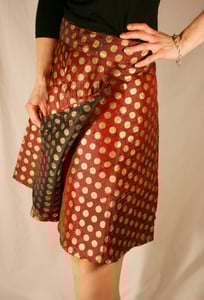 Image of Handmade Indian Wrap Skirt - Paper Silk in Maroon & Dark Bl