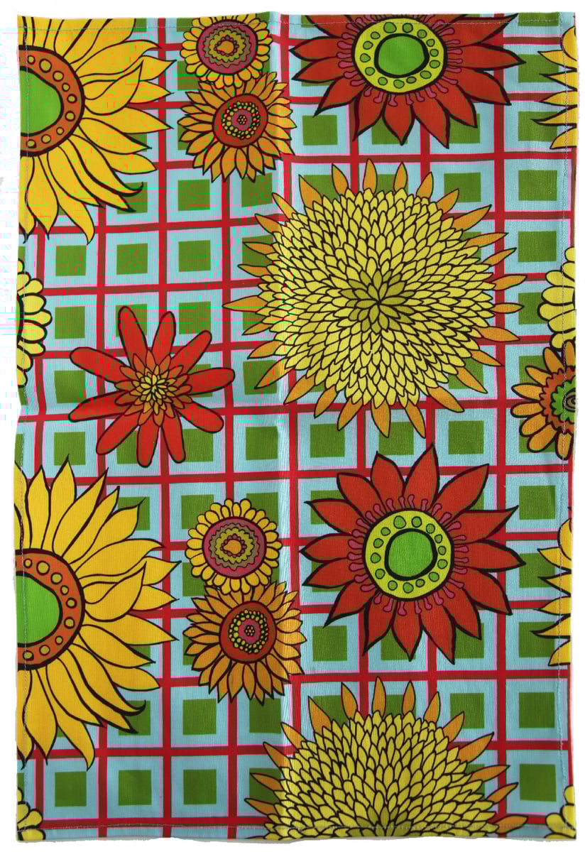 Download Turquoise Sunflower Plaid Tea Towel - FREE SHIPPING Turquoise Sunflower Plaid Tea Towel - FREE SHIPPING