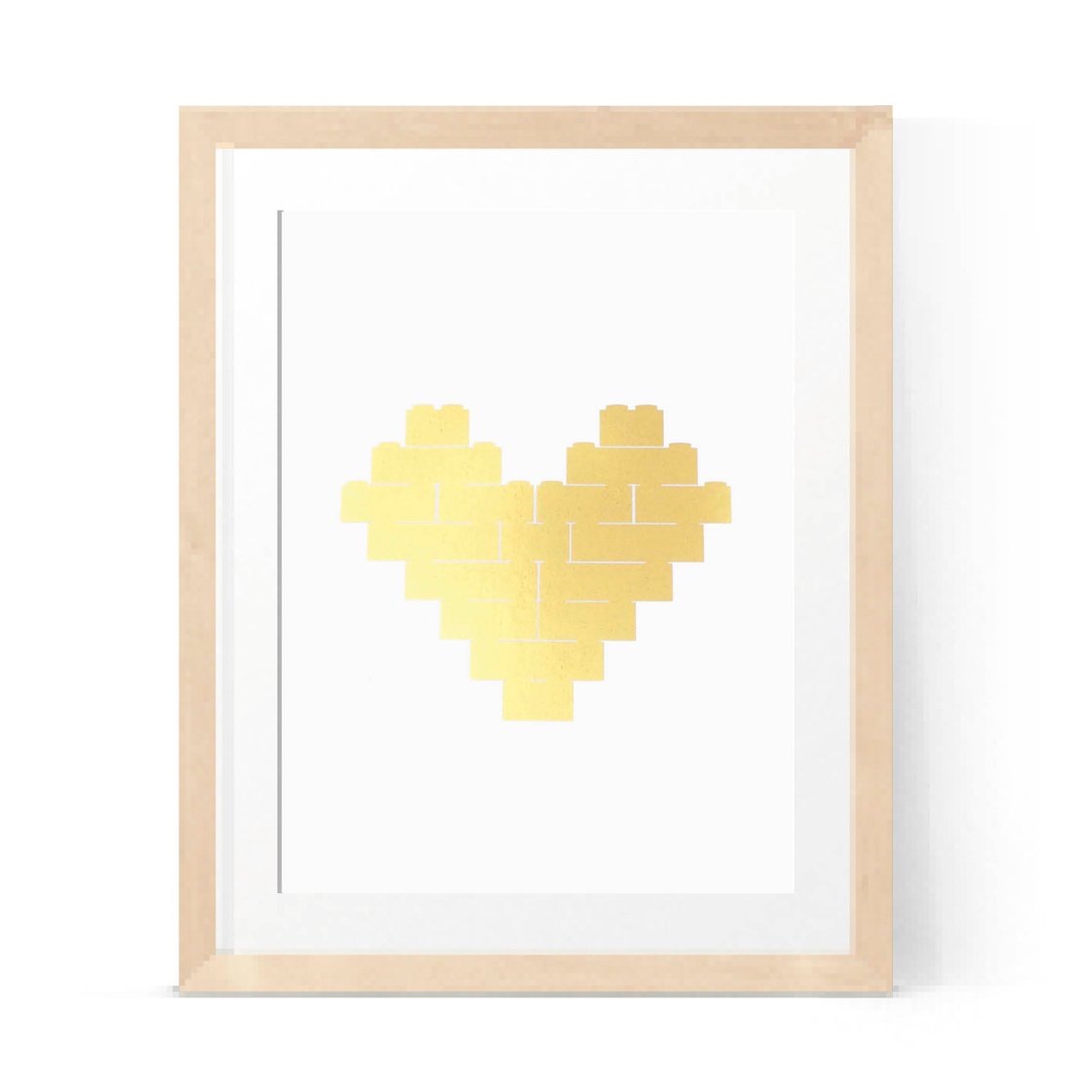 Image of Metallic Gold Lego Heart A4 Print