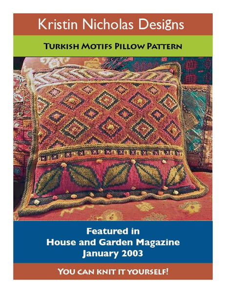 Image of Knit PDF - Turkish Leaves Pillow Download