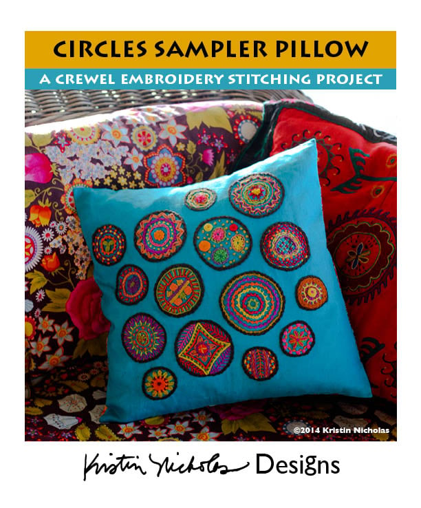 Image of Crewel Embroidery PDF - Circles Sampler Pattern Download