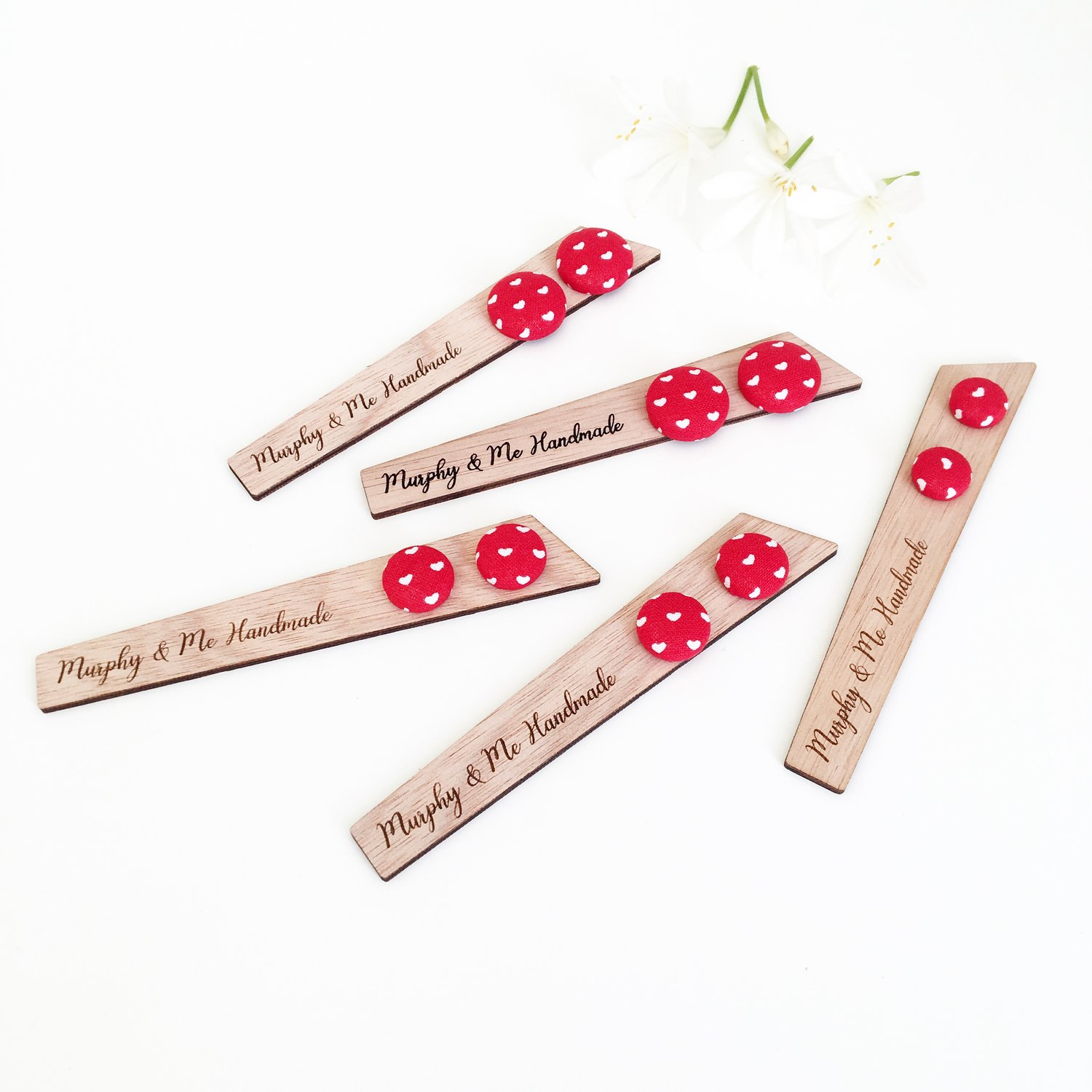 Image of Red Heart Stud Earrings
