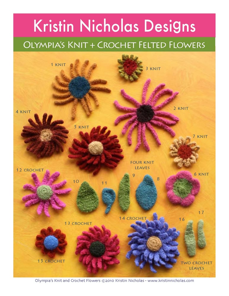 Image of Knit PDF - Olympia's Knit and Crochet Felted Flowers Download