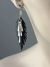 Image 1 of Feather with Hammered Fan Bike Inner Tube Earrings 