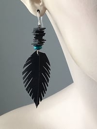 Image 1 of Tube Stack Feather Drop Bike Inner Tube Earrings 