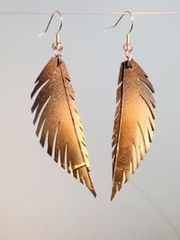 Image 2 of Sleek Gold Feather Bike Inner Tube Earrings 