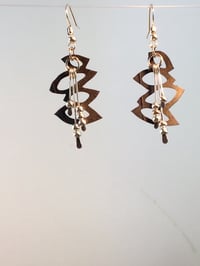 Image 2 of Balanced Cairn Beaded Fan Bike Tire Inner Tube Earrings
