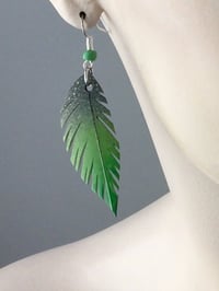 Image 1 of Fresh Green Feather Bike Inner Tube Earrings  