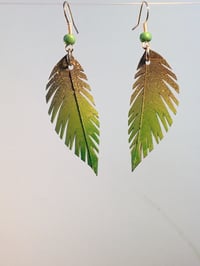 Image 2 of Fresh Green Feather Bike Inner Tube Earrings  
