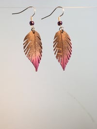 Image 2 of Purple Tip Feather Bike Inner Tube Earrings  