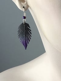 Image 1 of Purple Tip Feather Bike Inner Tube Earrings  