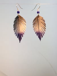 Image 2 of  Royal Blue Fade Feather Bike Inner Tube Earrings  