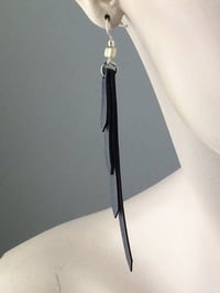 Image 1 of Gradient 4 Tier Figure Forming Feather Bike Tire Inner Tube Earrings 