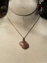 Image 1 of Love Wrapped Rose Quartz Tumbled River Stone Necklace