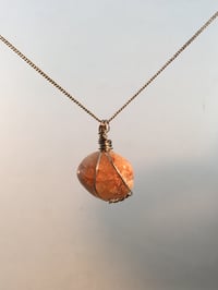 Image 3 of Love Wrapped Rose Quartz Tumbled River Stone Necklace
