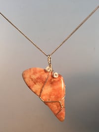 Image 2 of Big Love Wrapped Rose Quartz Tumbled River Stone Necklace 