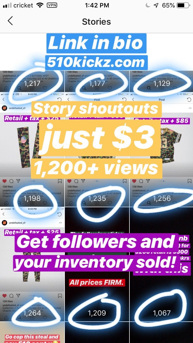 Image of 510Kickz Instagram Story Shoutouts