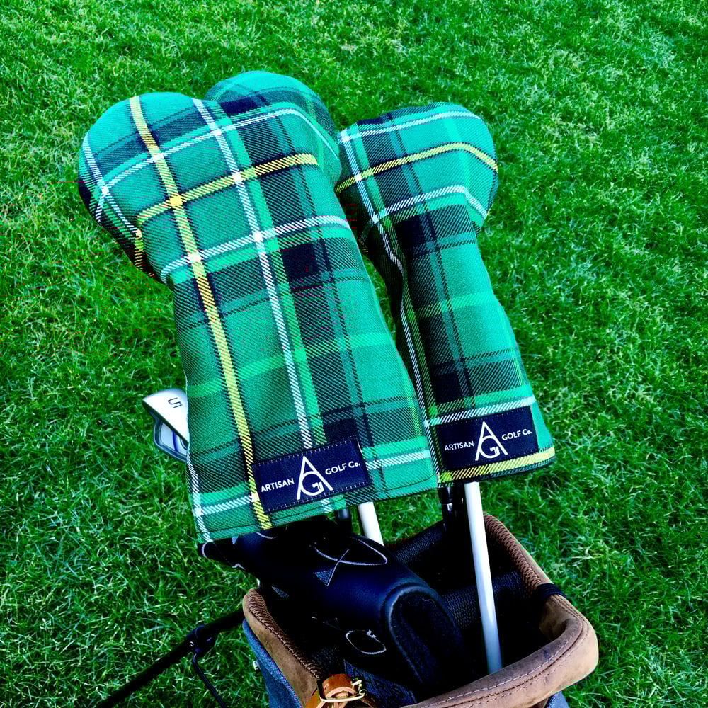 Image of Glasgow Celtic FC Green & White Tartan Golf Head Covers
