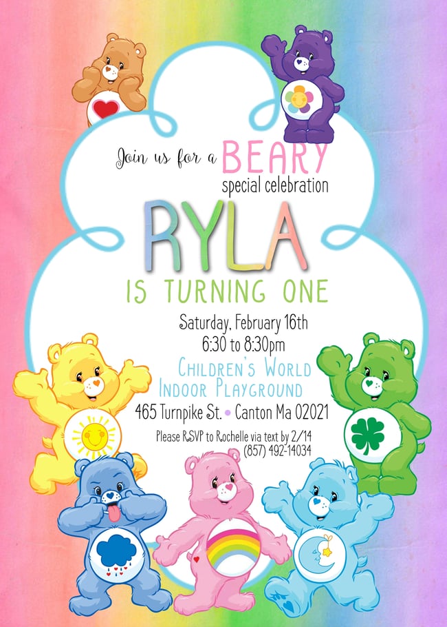 Care Bear & Fortnite Birthday Invitations Paper Fox Prints