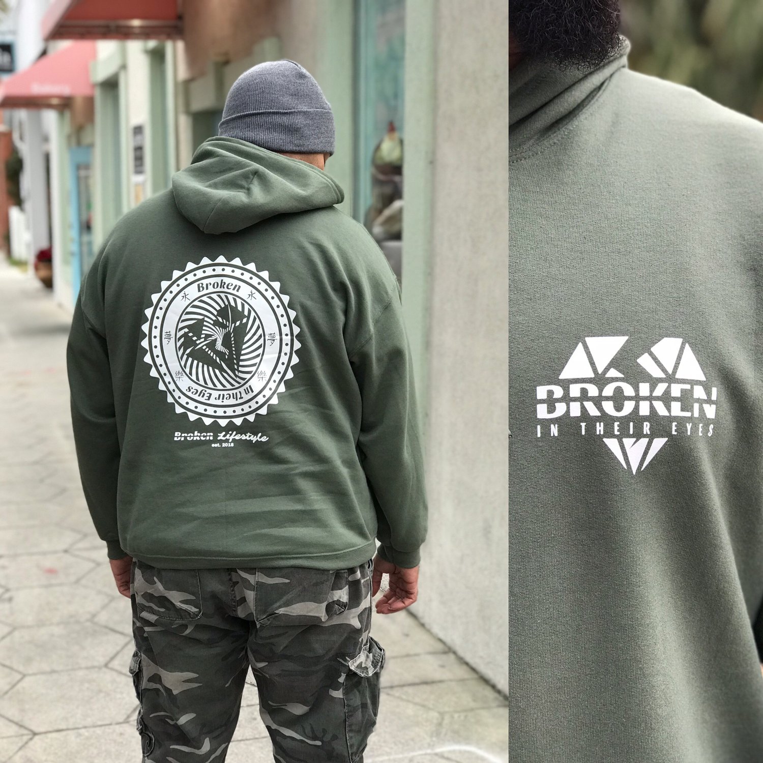 Image of Broken Spiral Hoodie (Military green)