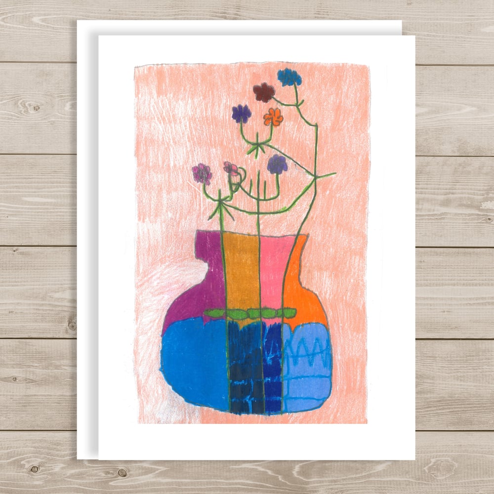 Image of Flowers in a Colorful Vase