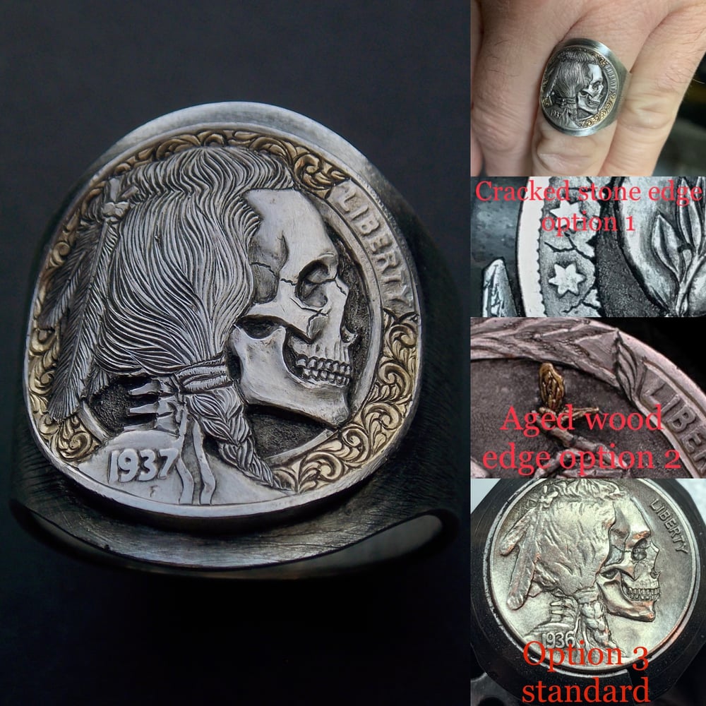 Image of Hobo Skull Cigar Band Ring-Made to order