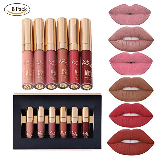 Image of 6pcs Matte Velvety Liquid Lipstick Matte Liquid Lipgloss Waterproof Lip Gloss