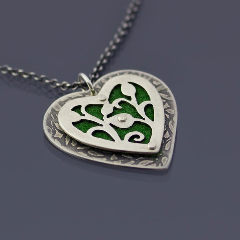 Felt and Sterling Silver Heart Necklace Image 3