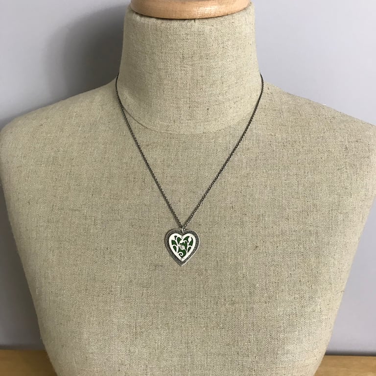 Felt and Sterling Silver Heart Necklace Image 5