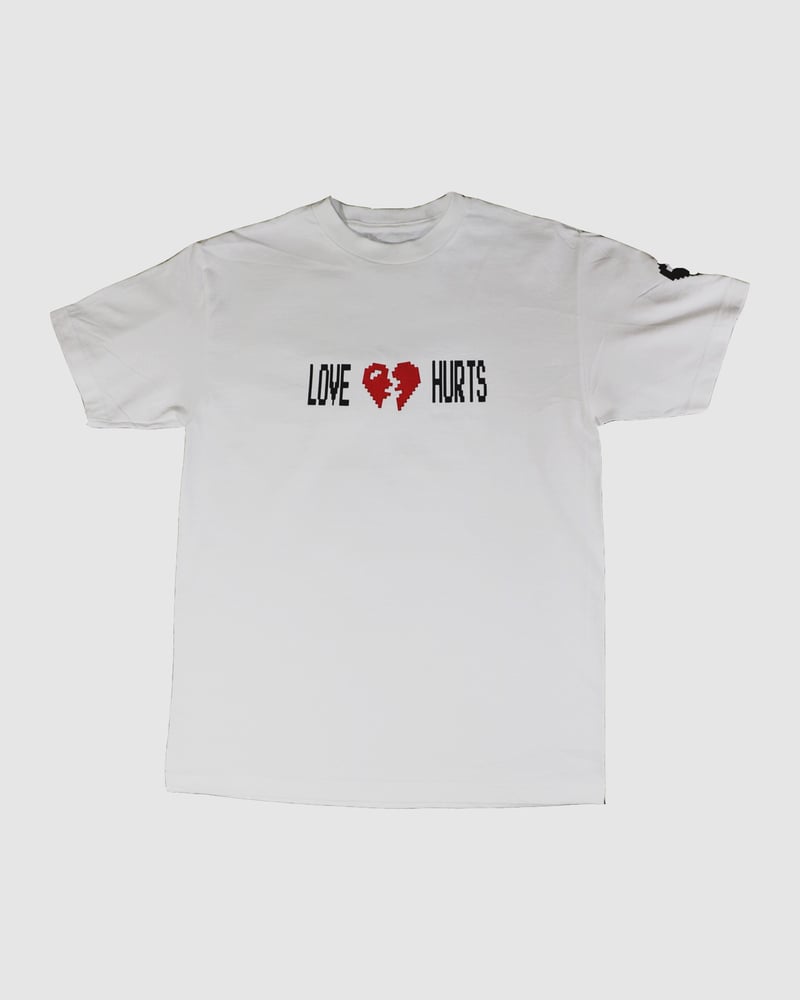 Image of The White "Love 💔 Hurts" T-Shirt