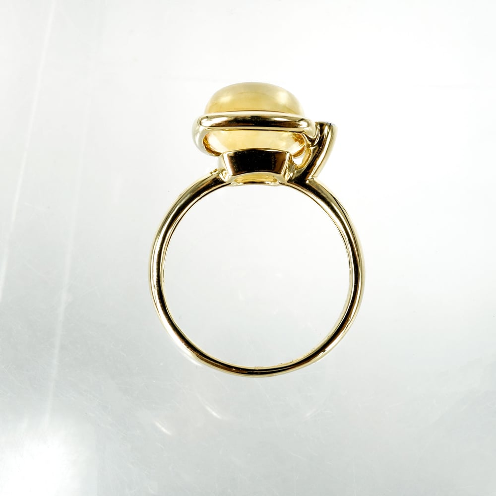 Image of 14ct yellow gold dress ring with Citrine and diamond 