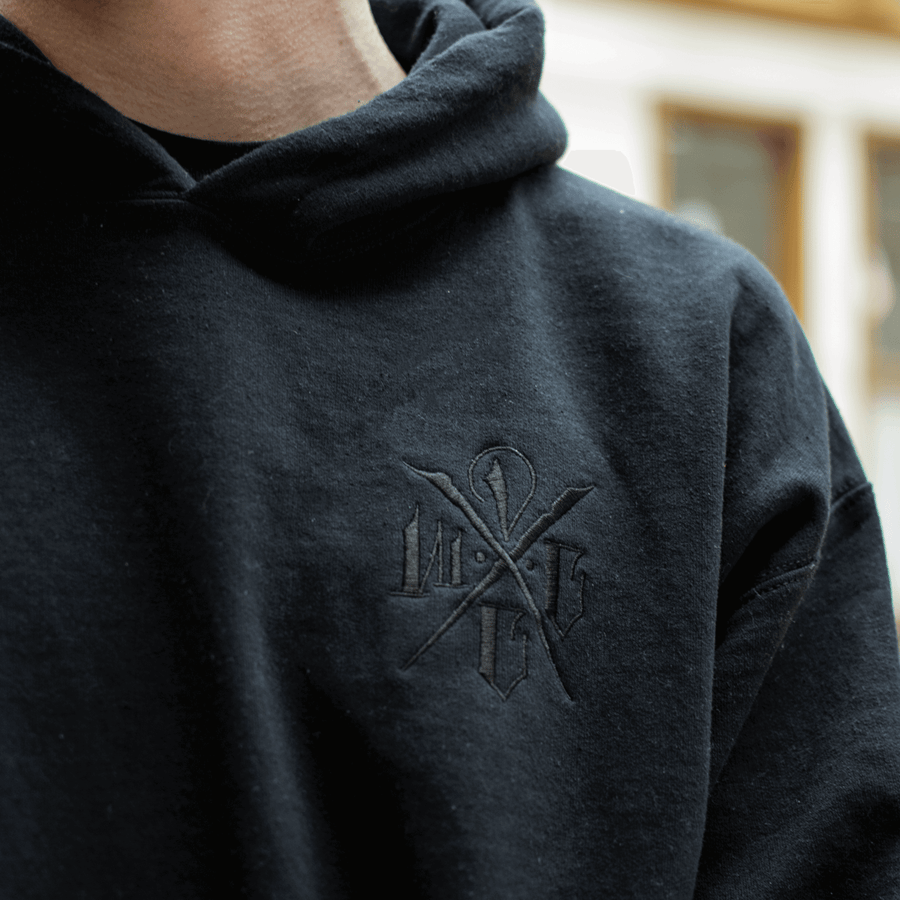 Image of DCWC EMBROIDERED HOODY  - BLACK/BLACK