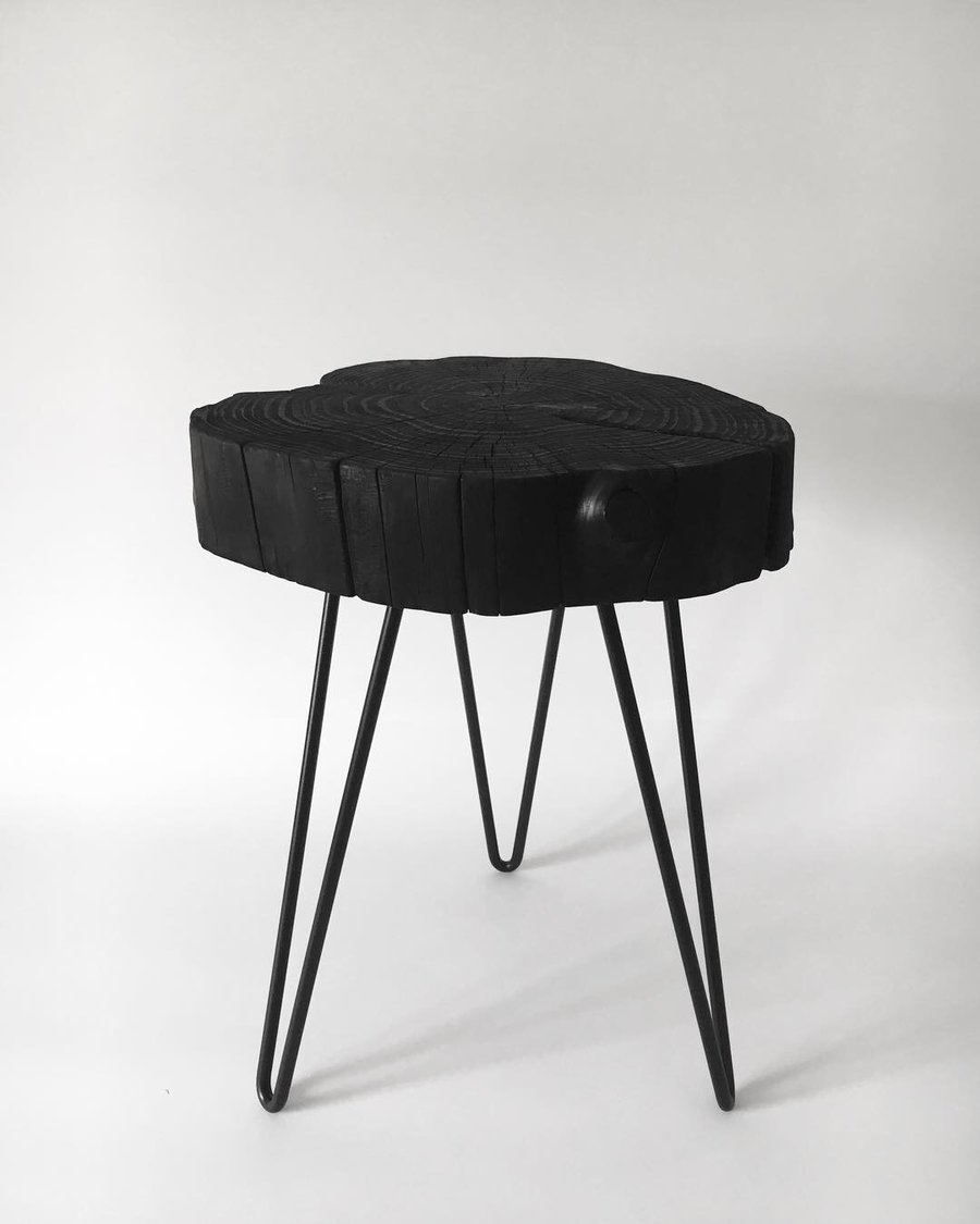 Image of tabouret #2 en cyprès brûlé 