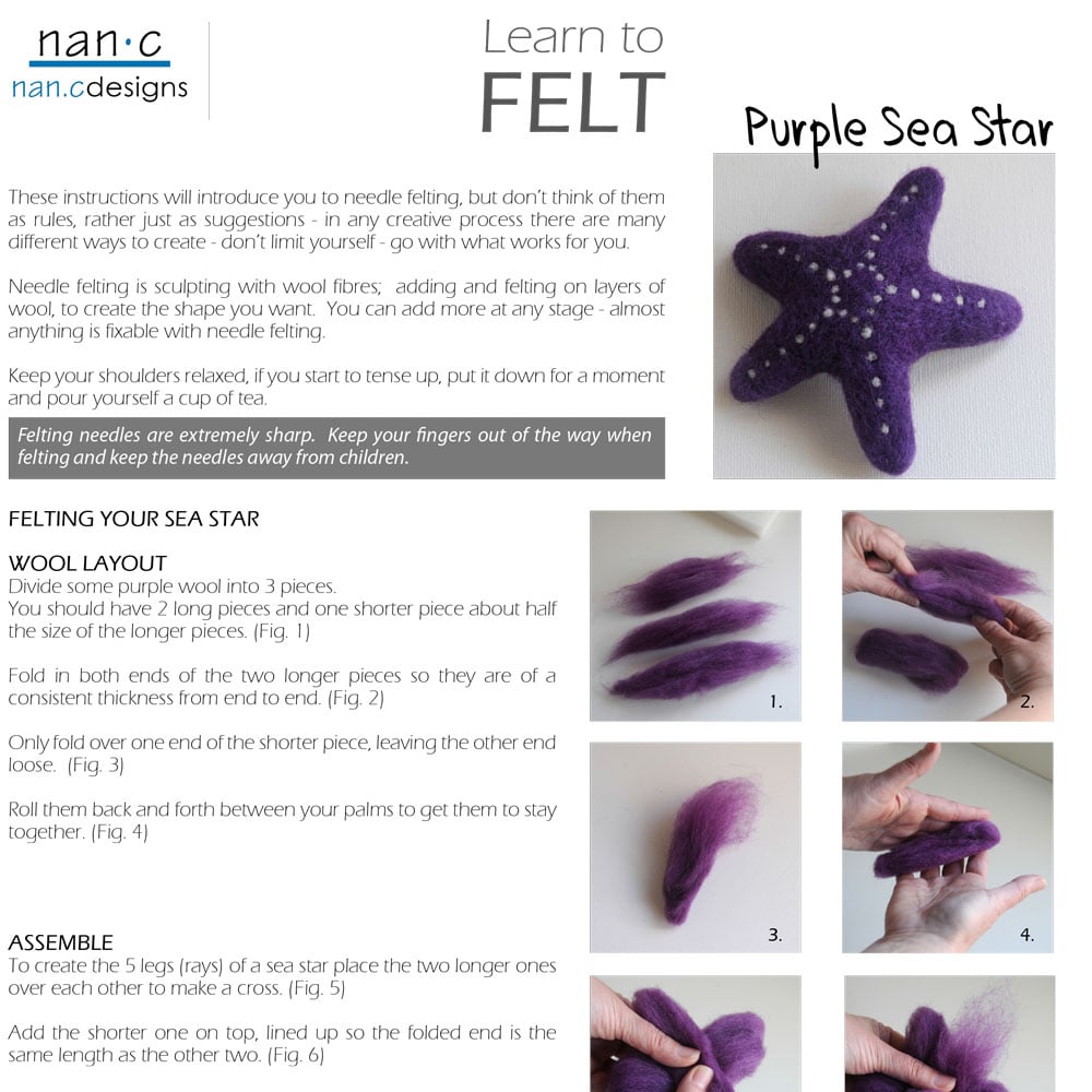 PDF Purple Sea Star Felting Instructions