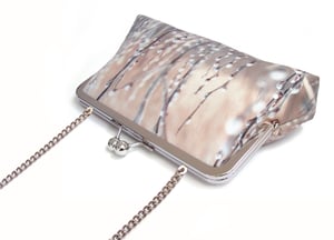 Image of Willow blossom, printed silk clutch bag + chain handle