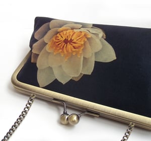 Image of Waterlily, printed silk clutch bag + chain handle