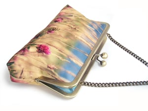 Image of Meadow flowers printed silk clutch purse 