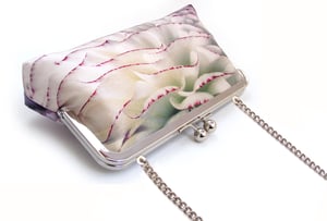 Image of Pastel petals, printed silk clutch bag + shoulder chain
