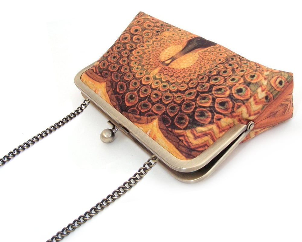 Image of Peacock palace silk clutch bag
