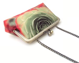 Image of Red + green succulent clutch bag