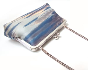 Image of Sunset clouds printed silk clutch bag + chain handle